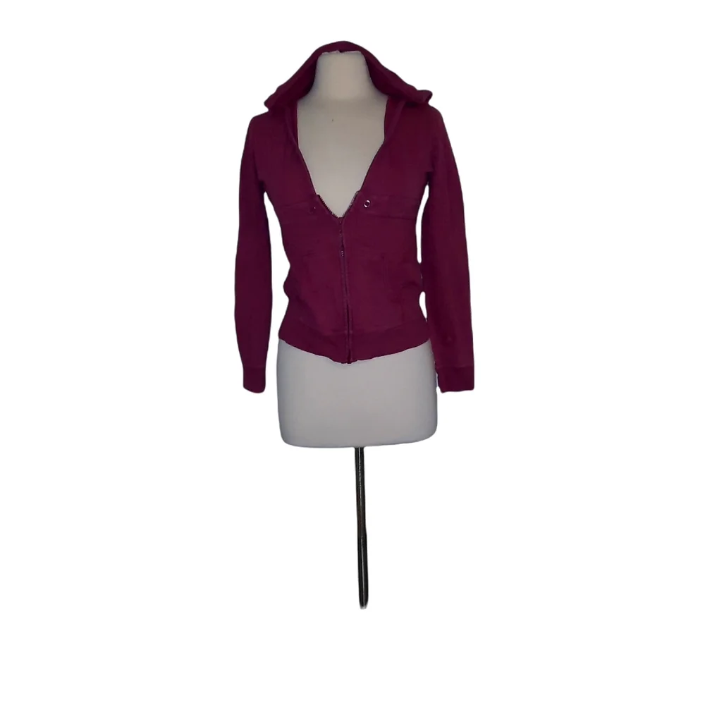 Arizona Partial Zip Hoodie S Pink Maroon Womans Zip Sweatshirt